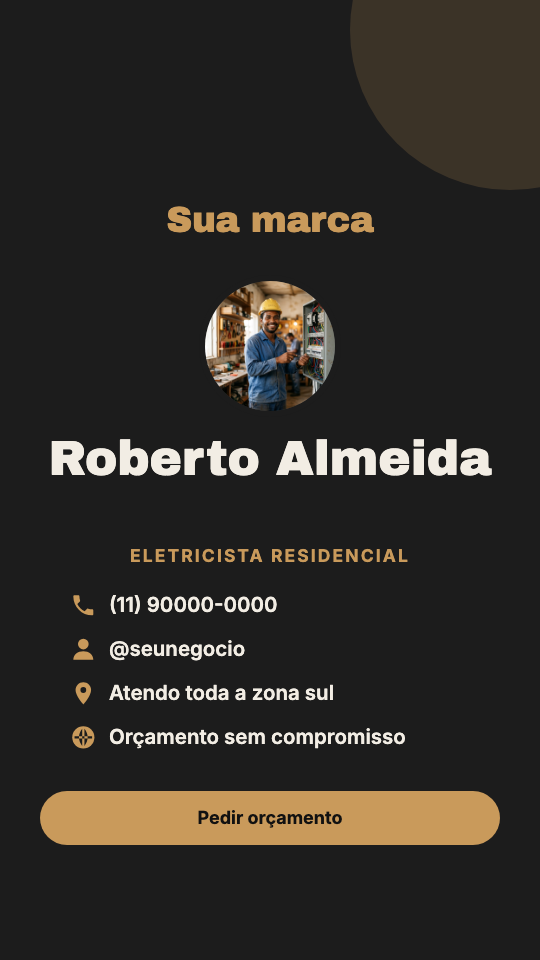 Modelo Cartão digital de eletricista