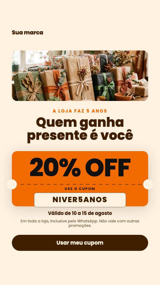 Modelo Cupom de aniversário da loja