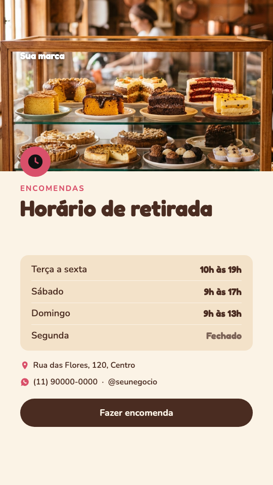 Modelo Horário de retirada