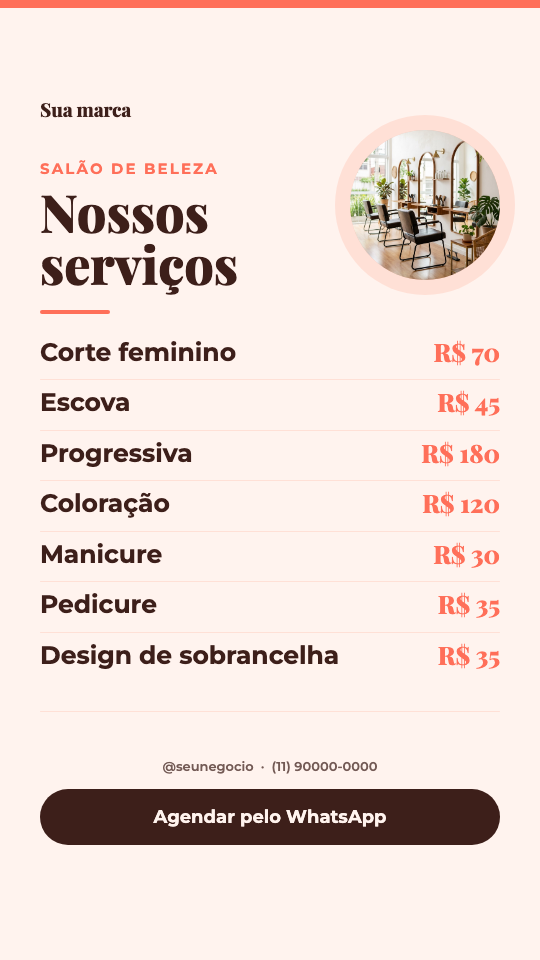 Modelo Tabela de serviços