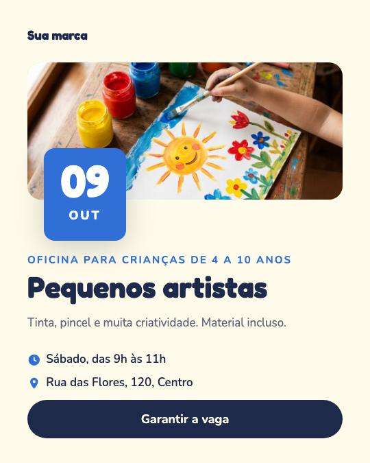 Modelo Oficina de pintura para crianças