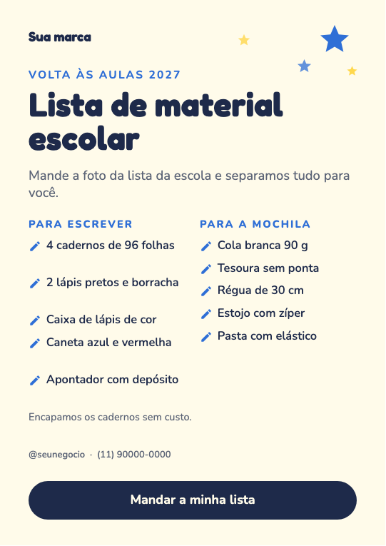 Modelo Lista de material escolar