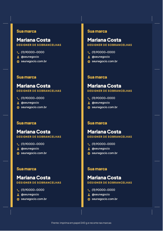 Modelo Cartões de visita para imprimir