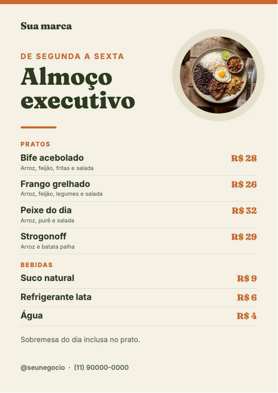 Modelo Cardápio executivo