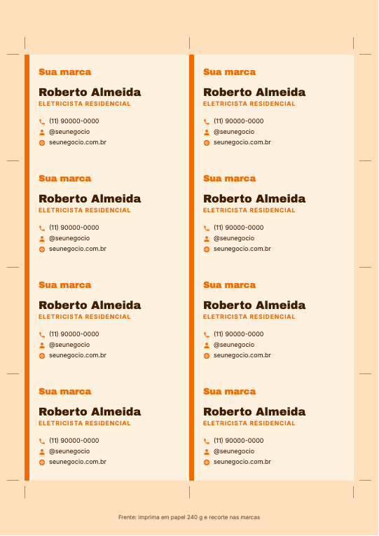 Modelo Cartões de visita de eletricista