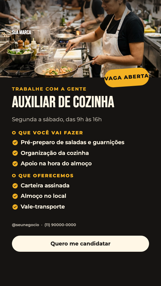 Modelo Vaga de auxiliar de cozinha