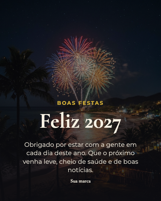 Modelo Feliz Ano-Novo com fogos