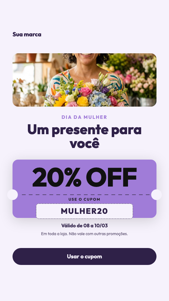 Modelo Cupom do Dia da Mulher