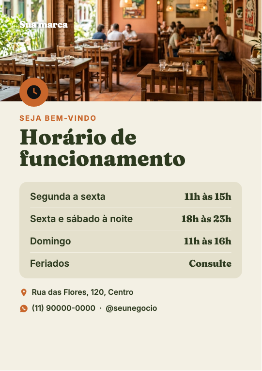 Modelo Horário para a porta