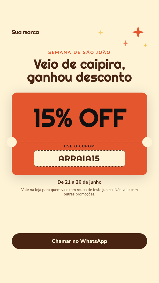 Modelo Desconto para quem vier de caipira