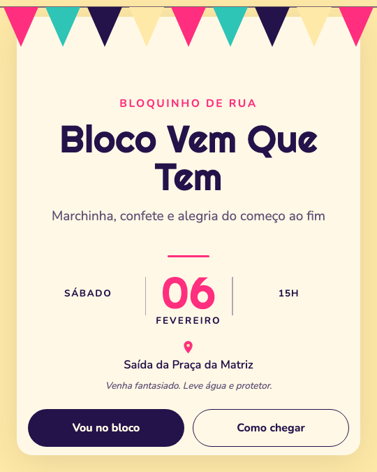 Modelo Convite de bloquinho de Carnaval