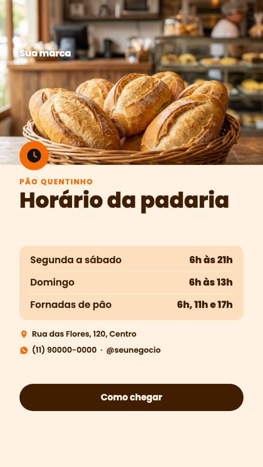Modelo Horário da padaria
