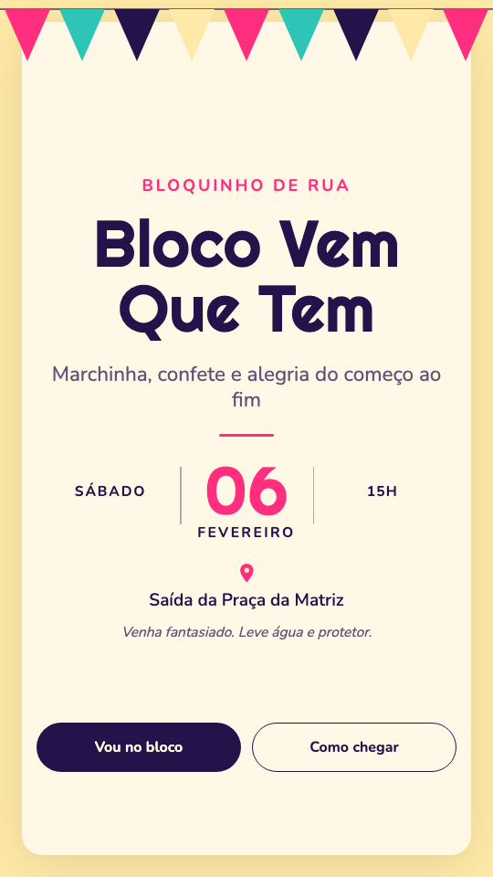 Modelo Convite de bloquinho de Carnaval