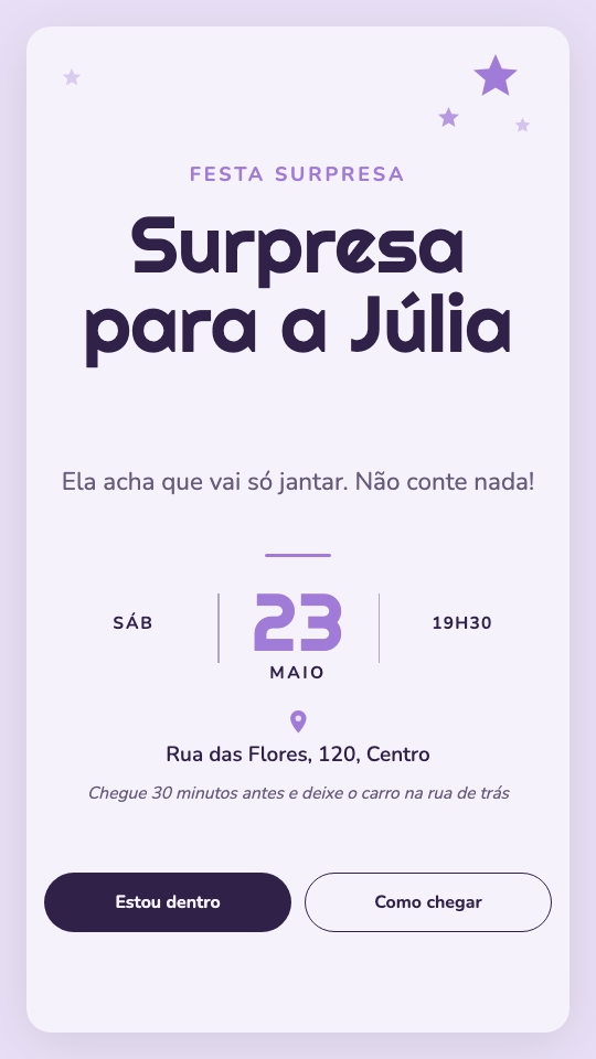 Modelo Convite de festa surpresa