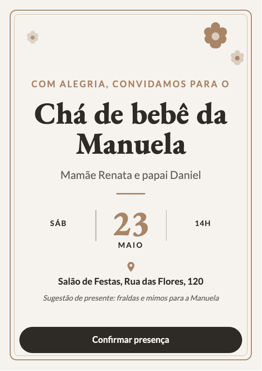 Modelo Convite de chá de bebê para imprimir