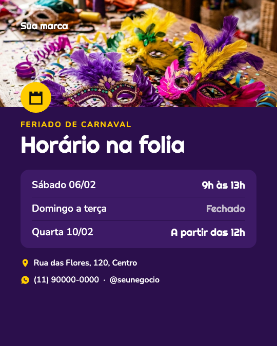 Modelo Horário de Carnaval