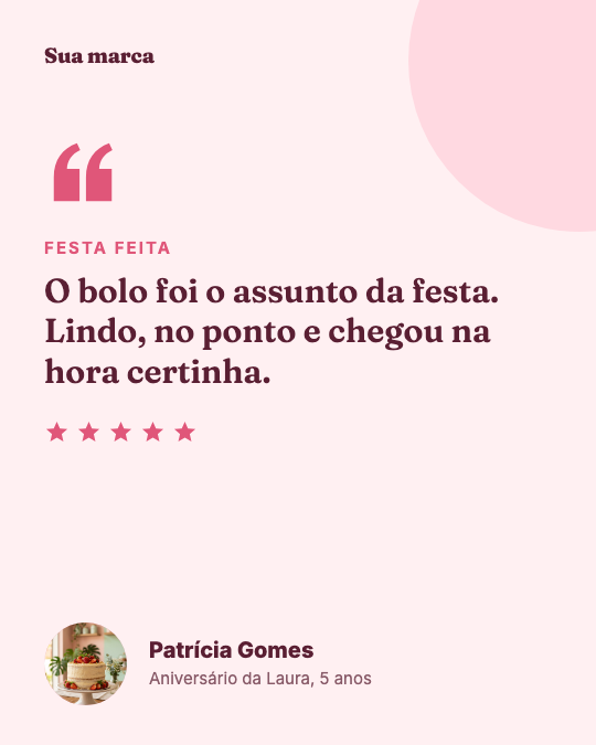 Modelo Depoimento de cliente da confeitaria