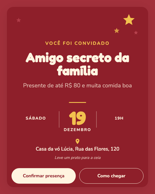 Modelo Convite de amigo secreto