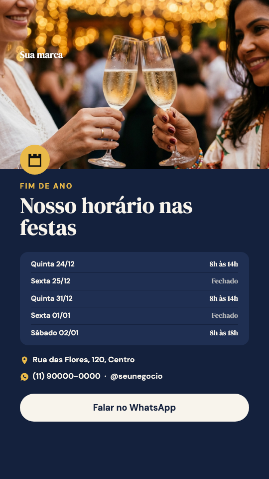 Modelo Horário de fim de ano