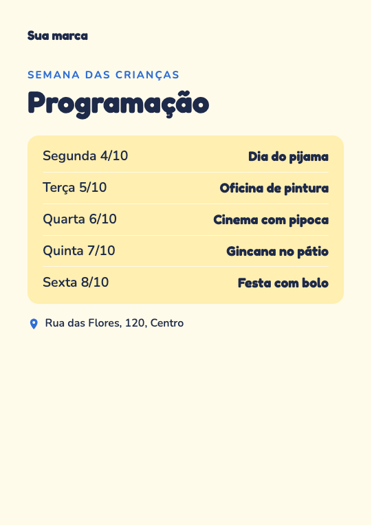 Modelo Programação da Semana das Crianças