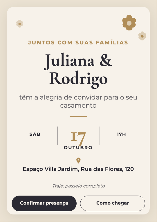 Modelo Convite de casamento para imprimir