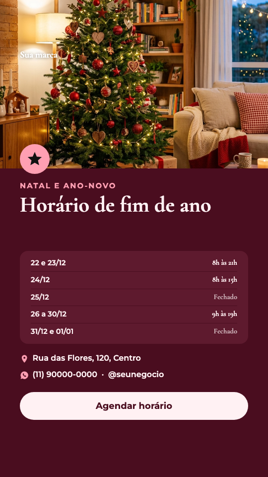 Modelo Horário de fim de ano do salão