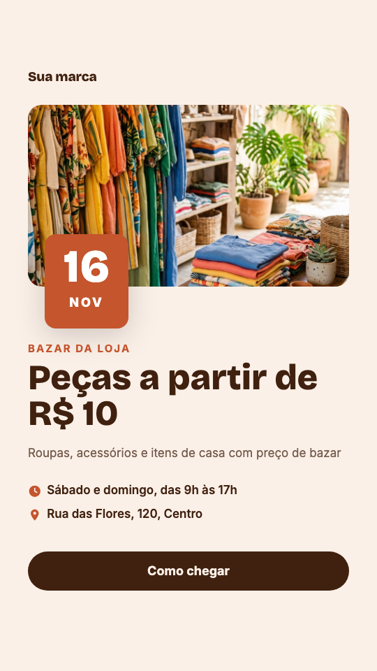 Modelo Bazar de fim de semana