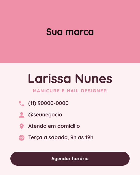 Modelo Cartão digital de manicure