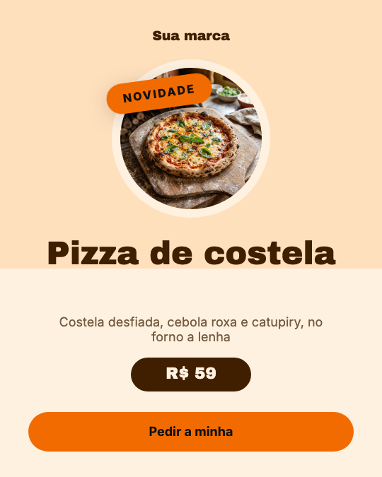 Modelo Pizza nova no cardápio