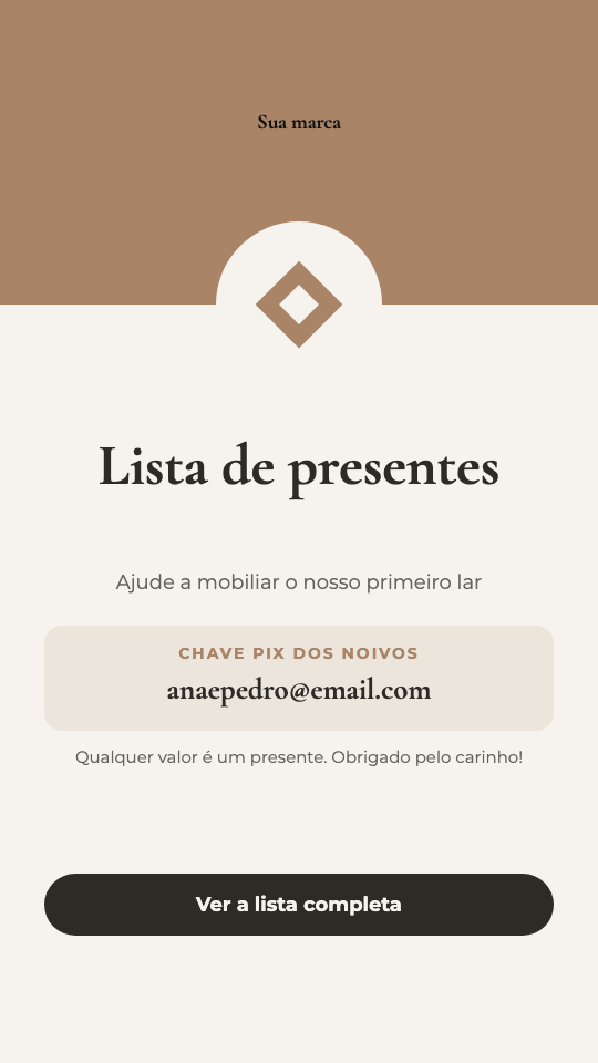 Modelo Lista de presentes por Pix
