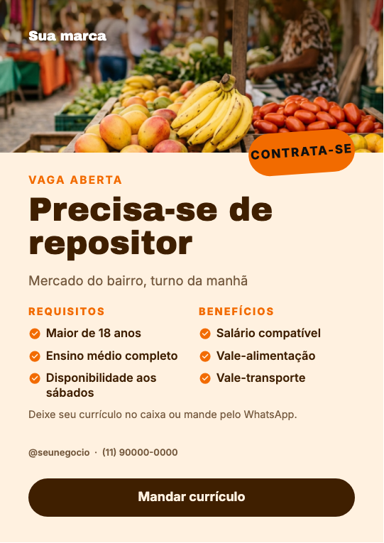 Modelo Precisa-se de repositor