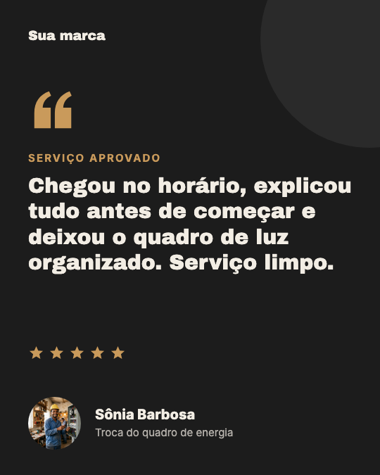 Modelo Avaliação de cliente do eletricista