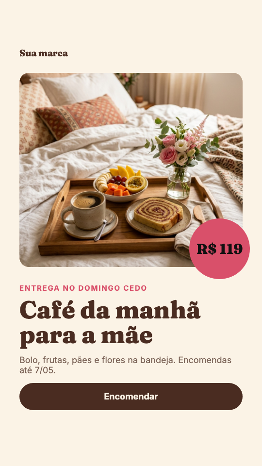 Modelo Café da manhã de Dia das Mães