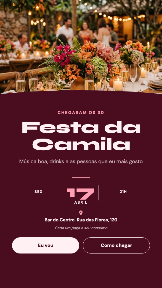 Modelo Convite de 30 anos