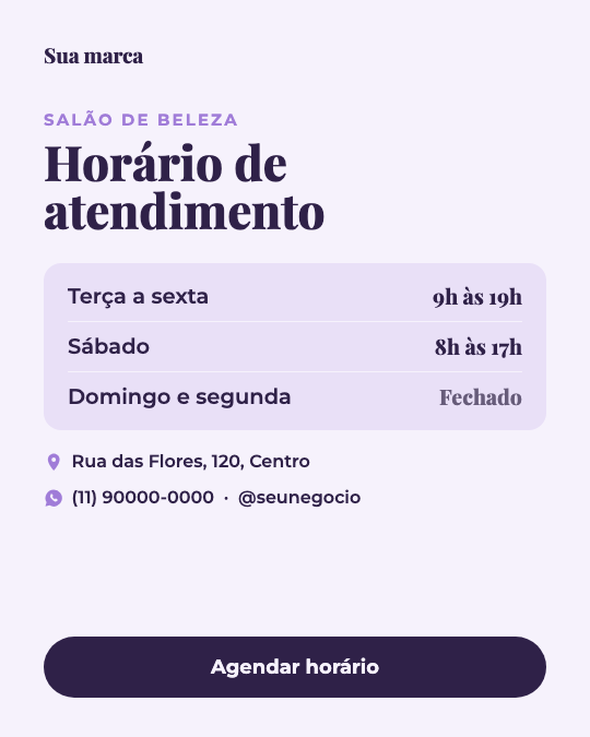 Modelo Horário do salão