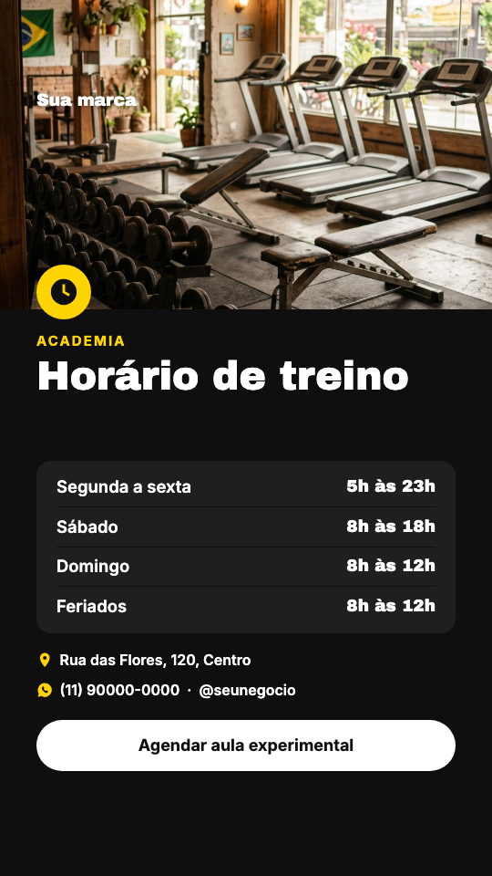 Modelo Horário da academia