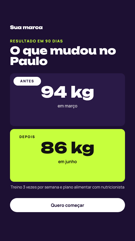 Modelo Resultado de aluno do personal
