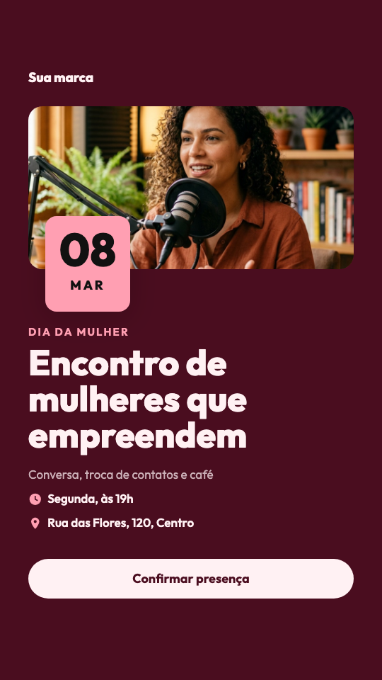 Modelo Encontro de mulheres empreendedoras