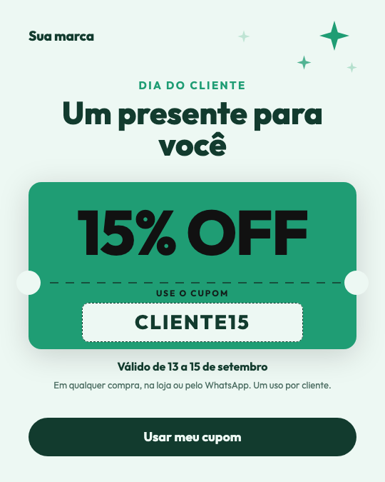 Modelo Cupom de Dia do Cliente