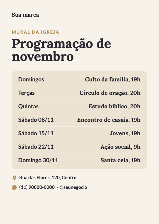 Modelo Programação mensal