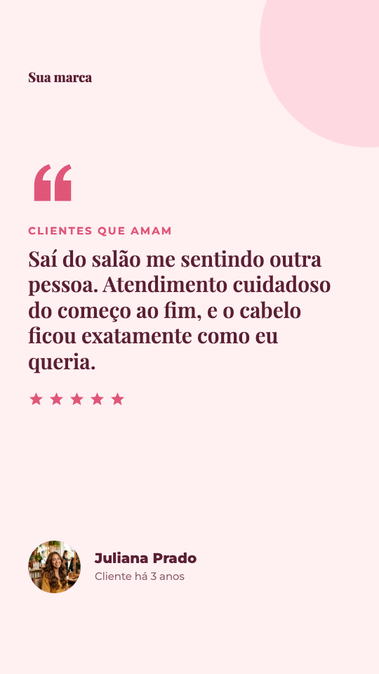 Modelo Depoimento de cliente do salão