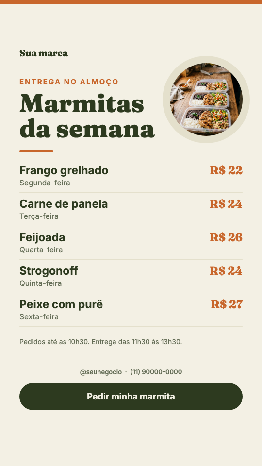 Modelo Marmitas da semana