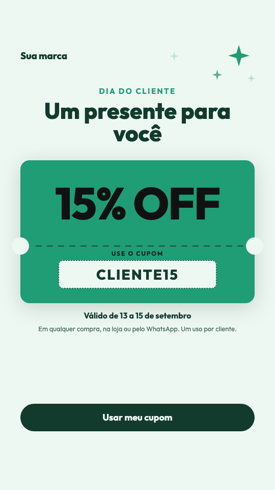 Modelo Cupom de Dia do Cliente
