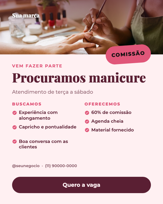 Modelo Procuramos manicure