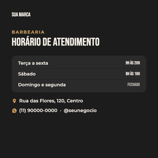 Modelo Horário da barbearia