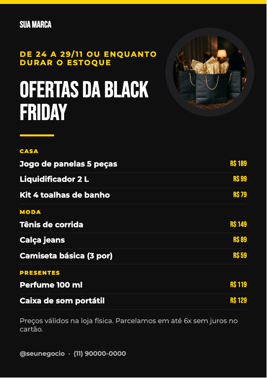 Modelo Encarte de ofertas da Black Friday