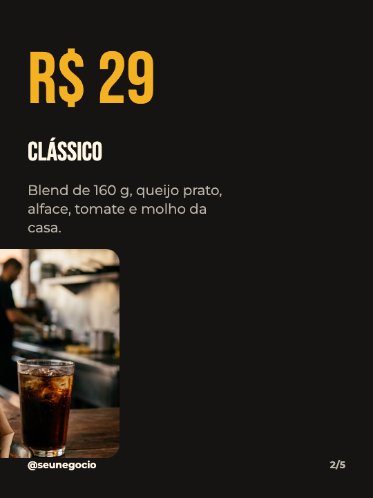 Cardápio de burgers em carrossel, página 2