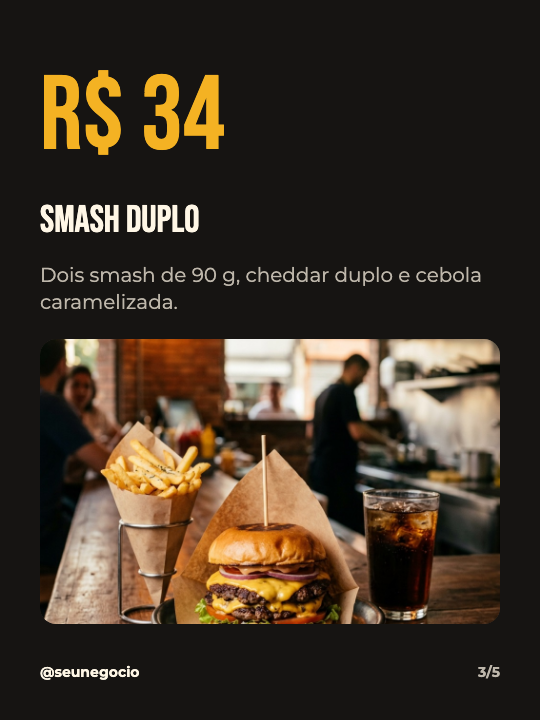 Cardápio de burgers em carrossel, página 3