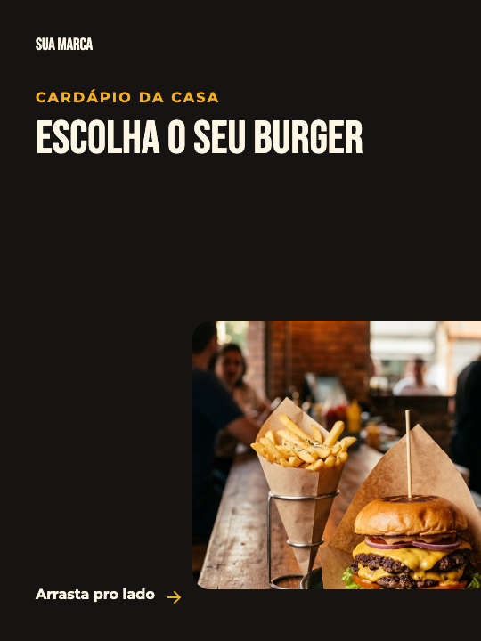Modelo Cardápio de burgers em carrossel