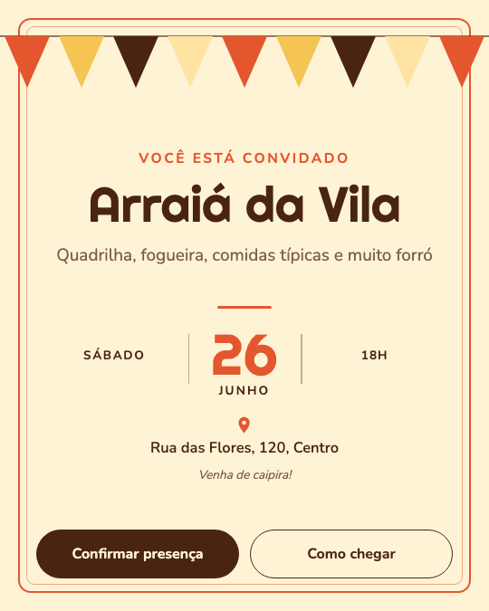Modelo Convite de arraiá